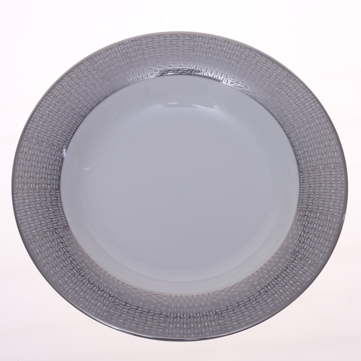 Elegant Silver Chevron Dinner Set – Luxury Porcelain Tableware Collection - Habitt