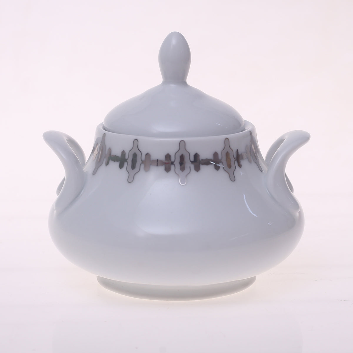 Elegant Silver Chevron Dinner Set – Luxury Porcelain Tableware Collection - Habitt