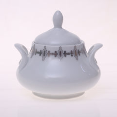 Elegant Silver Chevron Dinner Set – Luxury Porcelain Tableware Collection - Habitt
