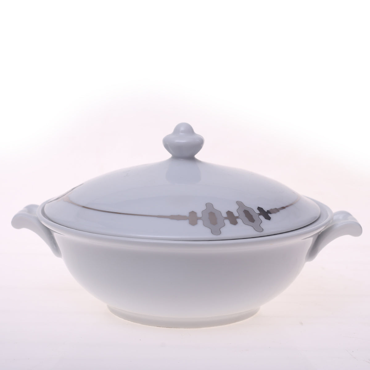 Elegant Silver Chevron Dinner Set – Luxury Porcelain Tableware Collection - Habitt