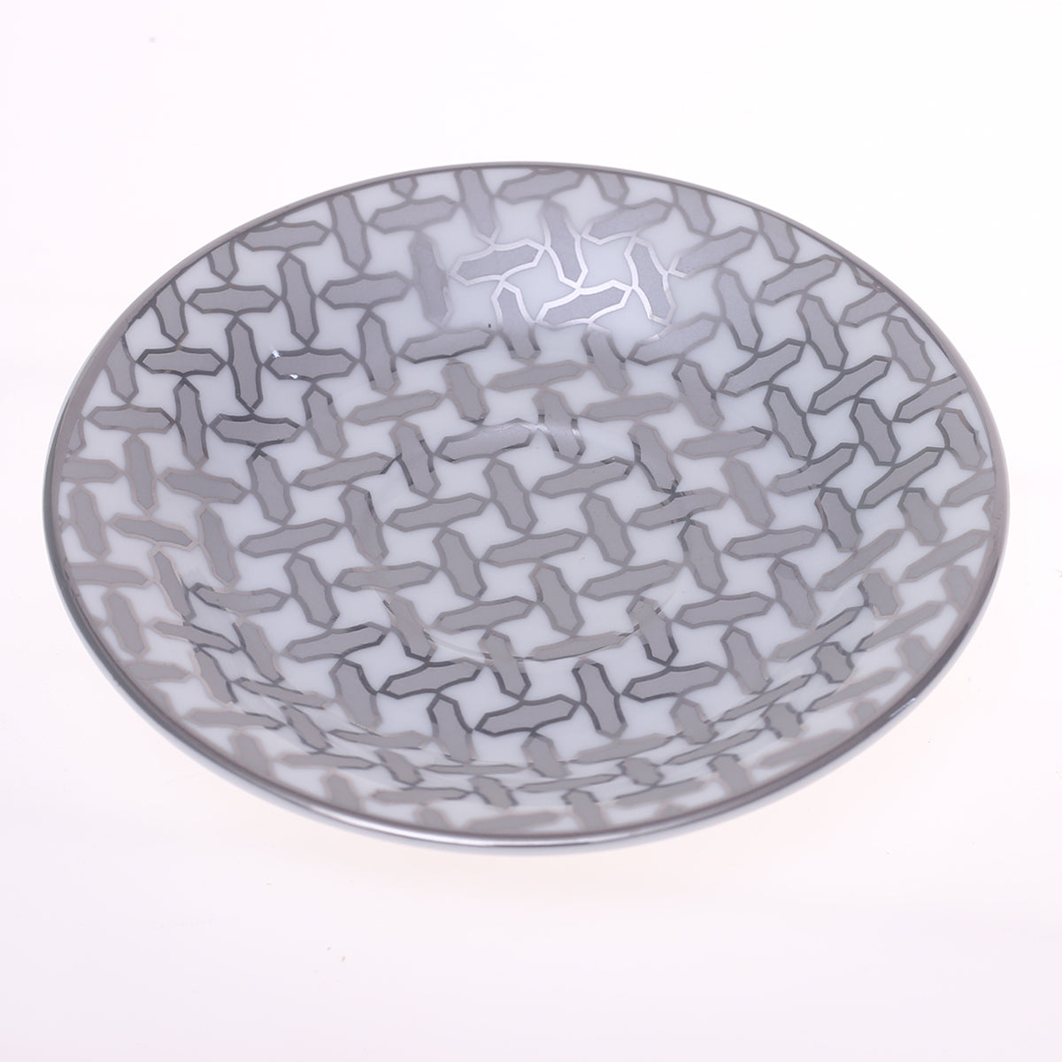 Elegant Silver Chevron Dinner Set – Luxury Porcelain Tableware Collection - Habitt