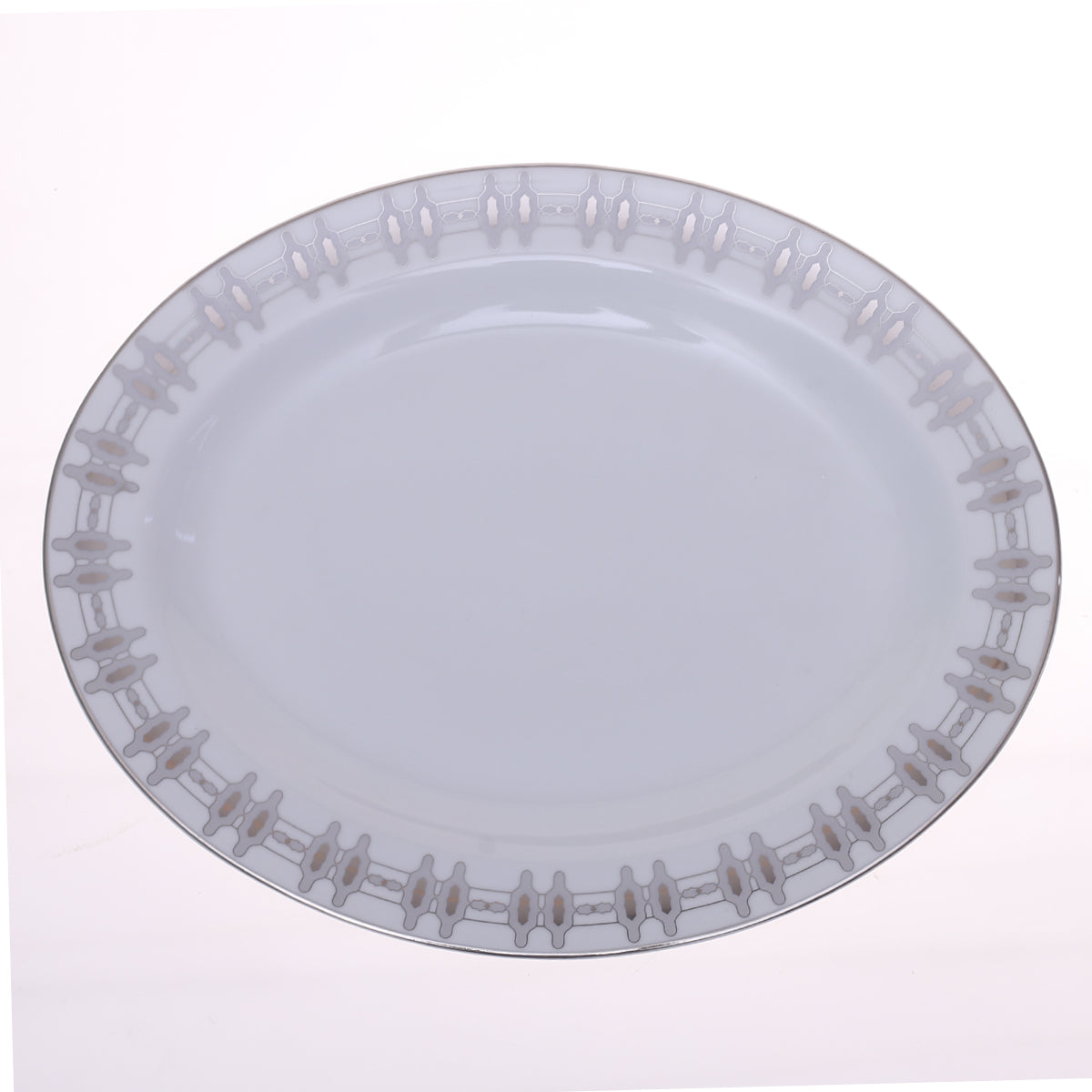 Elegant Silver Chevron Dinner Set – Luxury Porcelain Tableware Collection - Habitt