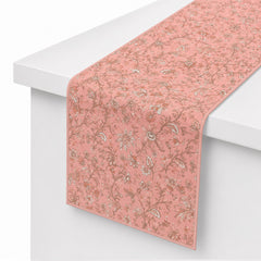 Mughal Pink Table Runner – Multi Row Silk Screen Print – 14 x 72 Inches