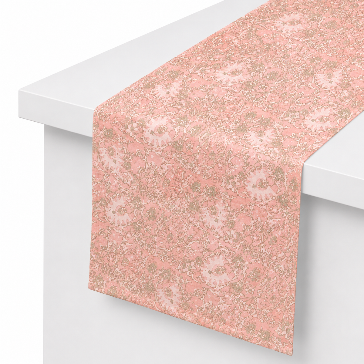 Pink Jaal Table Runner – Silk Screen Print – 14 x 72 Inches