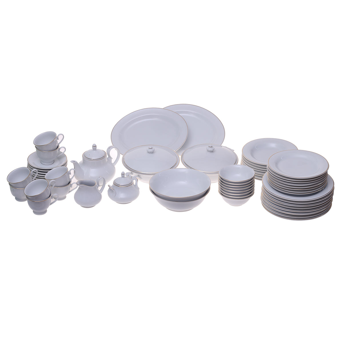Classic  Gold Line CN Dinner Set – Elegant White Porcelain Tableware - Habitt