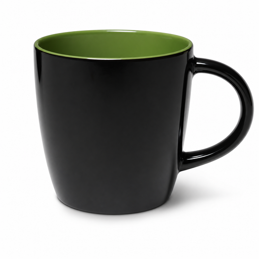 Black Ceramic Mug with Green Interior – Premium Coffee & Tea Mug