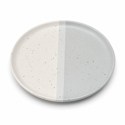 Collar Plate – 8.5 Inches Matte Grey & White with Sprinkle