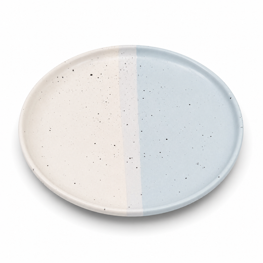 Collar Plate – 8.5 Inches Matte Half Sky Blue and White with Sprinkle