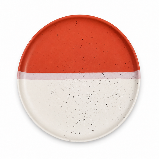 Collar Plate – 8.5 Inches Matte Half Maroon & White with Sprinkle