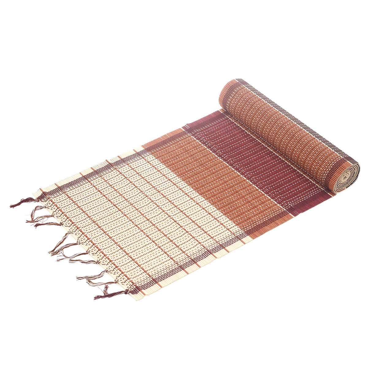 Handwoven Bamboo Table Mat – Orange Shades Boho Placemat 13x45 | Rustic Eco-Friendly Dining Mat (Copy) - Habitt
