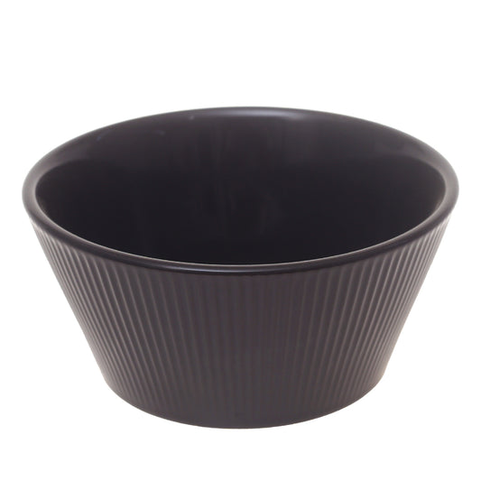 Grey Ribbed Ceramic Serving Bowl – Modern Round Minimalist Kitchen Bowl - Habitt