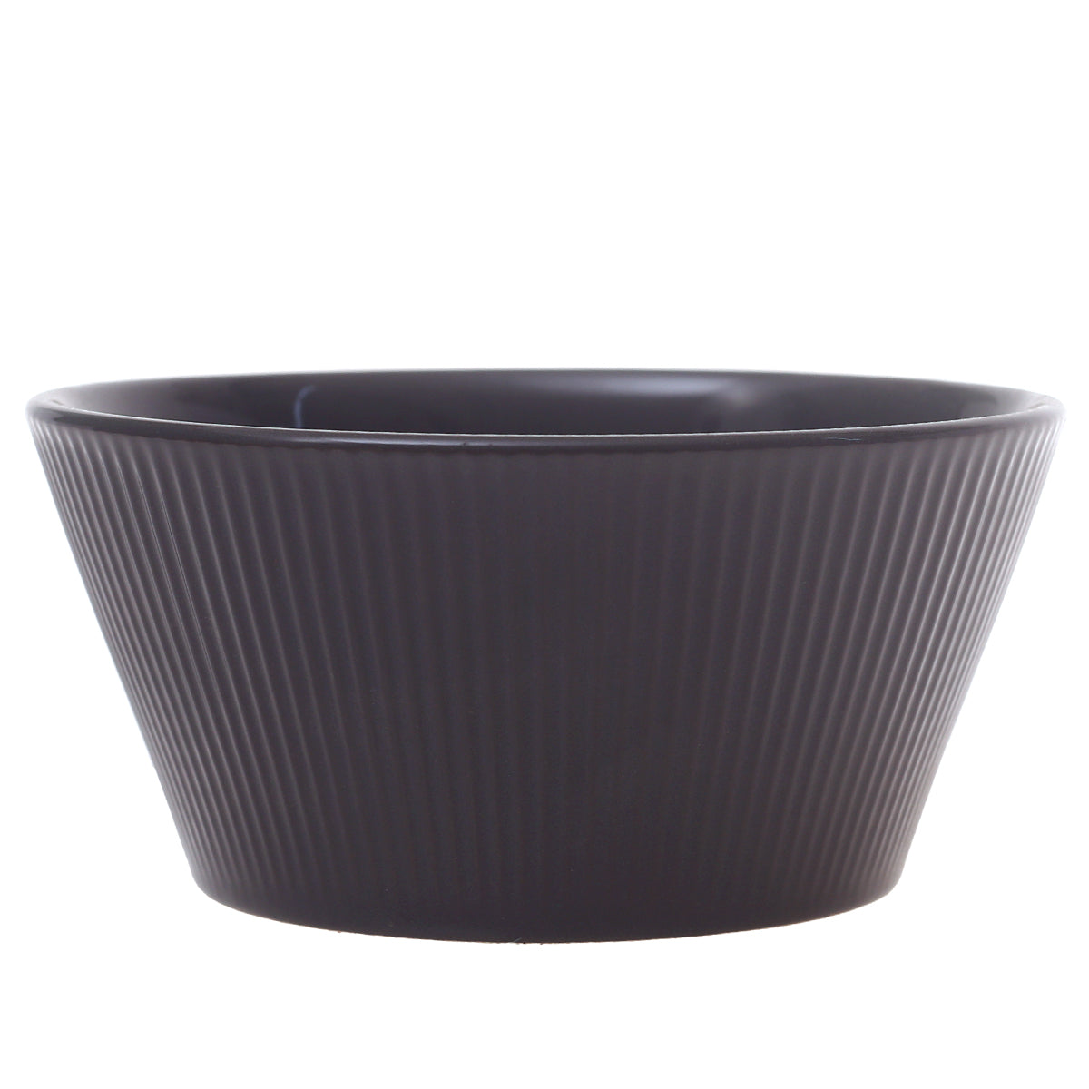 Grey Ribbed Ceramic Serving Bowl – Modern Round Minimalist Kitchen Bowl - Habitt