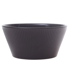 Grey Ribbed Ceramic Serving Bowl – Modern Round Minimalist Kitchen Bowl - Habitt