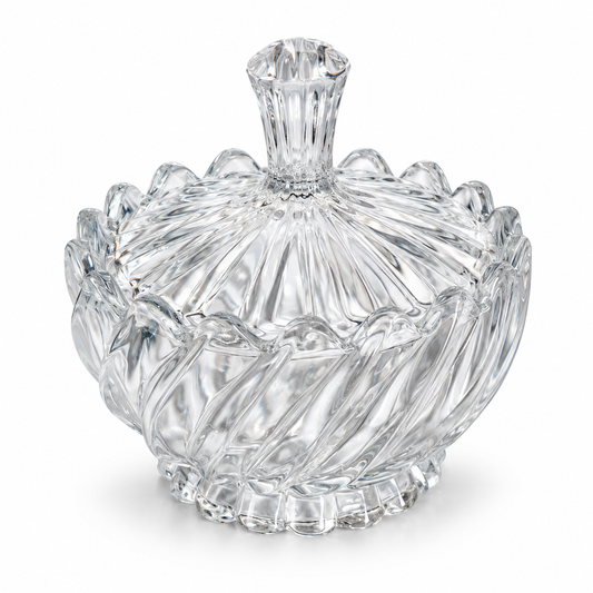 Glass Candy Pot – Lotus Petal Design | 102 MM