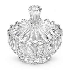 Glass Candy Pot – Leaf & Berry Embossed Design