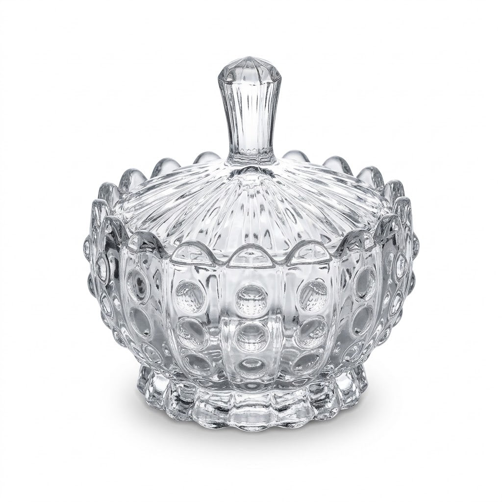 Glass Candy Pot – Bubble Dot Design | 102 MM