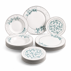 Premium Porcelain Plate Set | Elegant Blue Floral Dinnerware for 6 Persons
