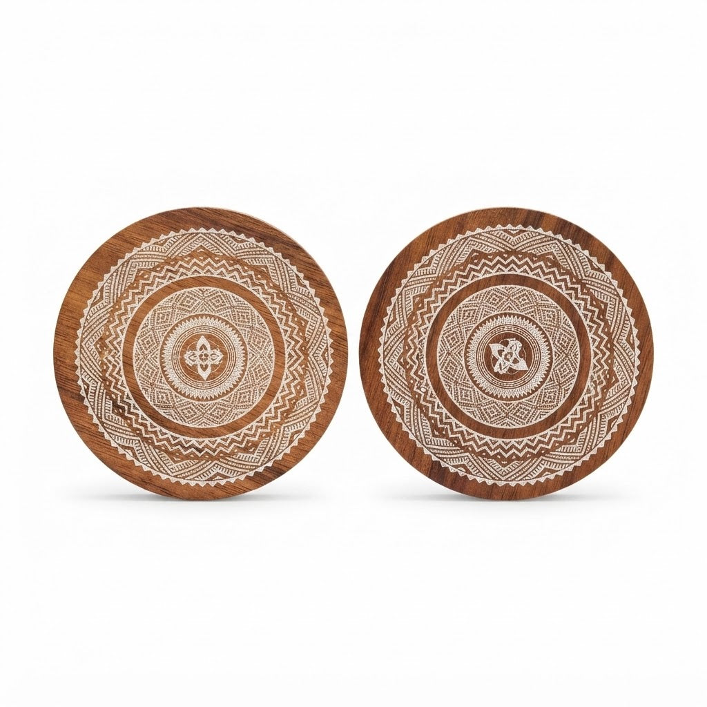 2 Pcs Coaster Diamond Engrave 3.5 Inch – Tribal