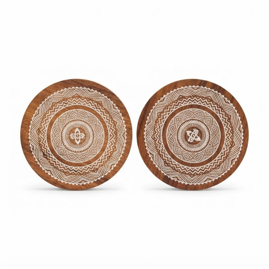 2 Pcs Coaster Diamond Engrave 3.5 Inch – Tribal