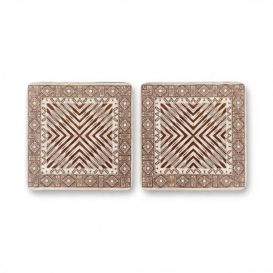 2 Pcs Coaster White Patch Printed – Tribal