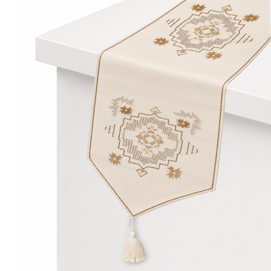Diamond Patch Table Runner – 14 x 45 Inches | Tribal Embroidered Decorative Table Runner
