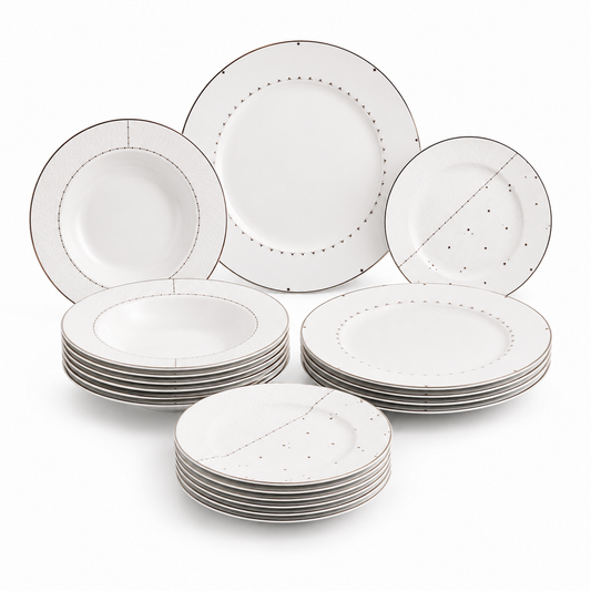 Premium Porcelain Plate Set | Modern White Dinnerware for 6 Persons