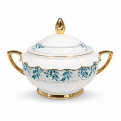 Premium Porcelain Dinner Set with Tea Set & Serving Essentials | Elegant Floral Design with Gold Accents