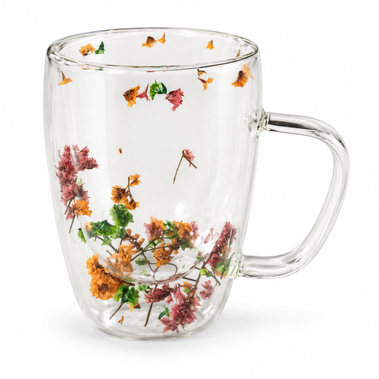 Floral Double-Wall Glass Mug