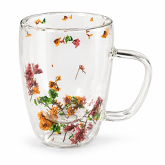 Floral Double-Wall Glass Mug