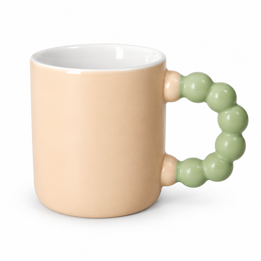 Colourful Ceramic Coffee Mug with Beaded Handle – Cute Tea & Coffee Cup