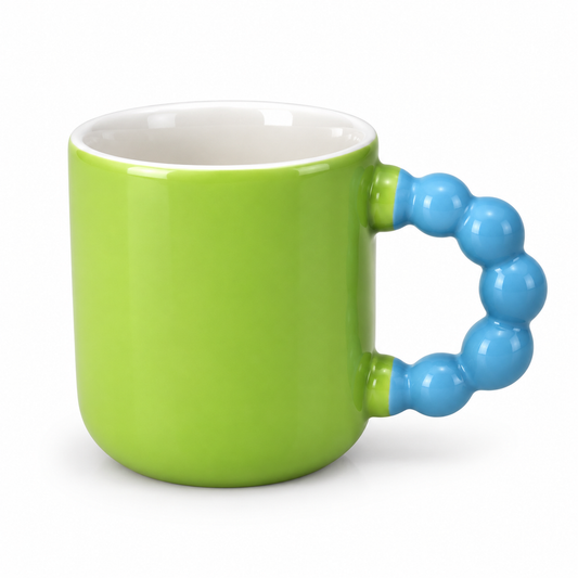 Colourful Ceramic Coffee Mug with Beaded Handle – Cute Tea & Coffee Cup