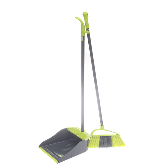 Long Handle Broom and Dustpan Set – Green & Grey - Habitt