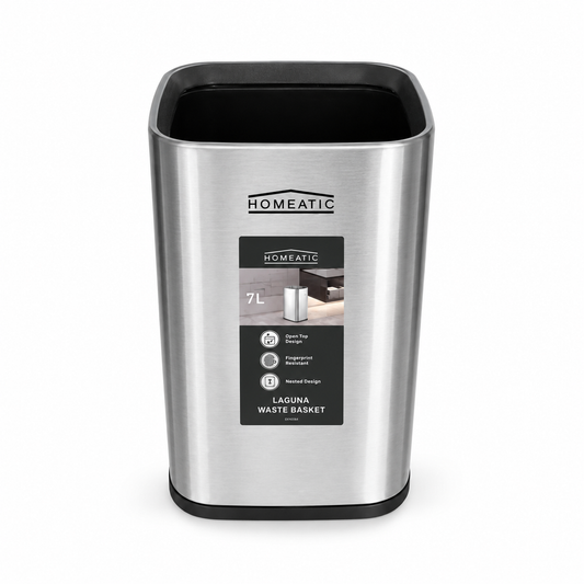 Homeatic Open Dustbin Silver – 7L