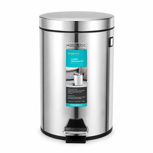 Homeatic Round Stainless Steel Non-Hydraulic Dustbin – 12L