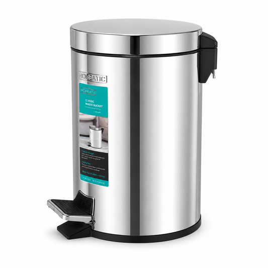 Homeatic Round Stainless Steel Non-Hydraulic Dustbin – 7L