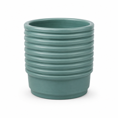 Round Green Planter Large – Ribbed Decorative MERH Plant Pot
