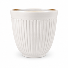 Small White Line Planter with Gold Rim – Decorative MERH Planter