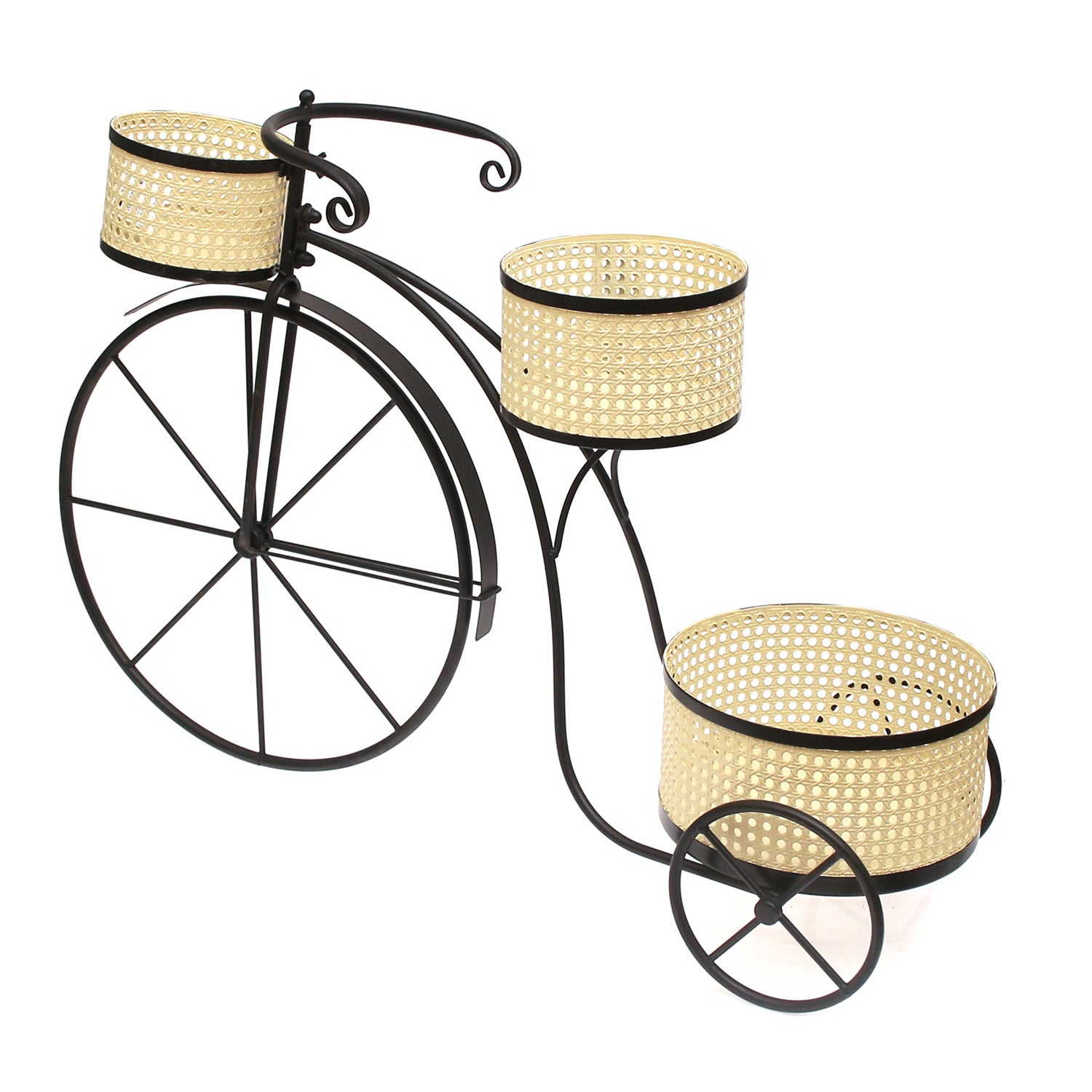 Garden Bicycle Planter with Hole Design – Beige & Black - Habitt