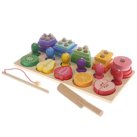 3 In 1 Shape Sorter, Fruit Cutting & Fishing Multi 13 X 6.5 Inch ZA-SG-2407-6 - Habitt