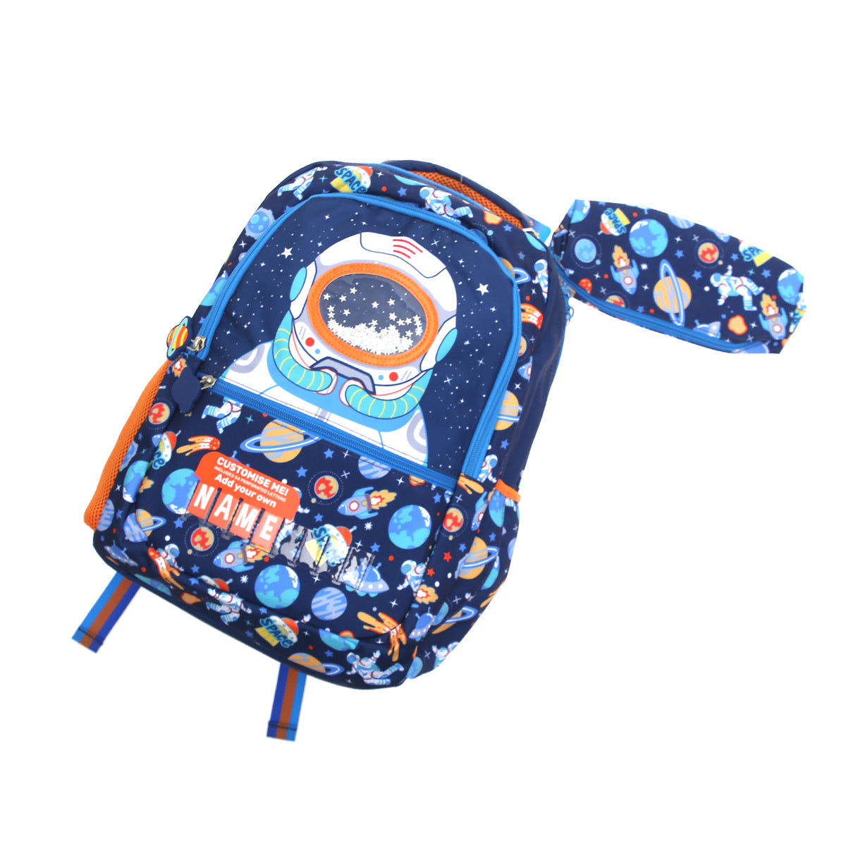 Space Astronaut School Bag – Customizable Name Patch | U2081 VEST (with Pencil Pouch) - Habitt