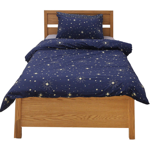 Navy Sparkles Single Quilt Cover 60x90" – 100% Cotton Bedding Set - Habitt