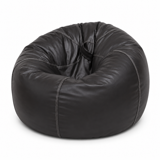 Puffy Leather Bean Bag – Black, Brown & Red | Premium Faux Leather Lounge Chair