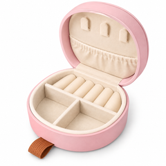 Mini Artificial Leather Jewelry Organizer Peach