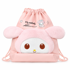 Kids Plush Drawstring Bag (Kuromi Design)