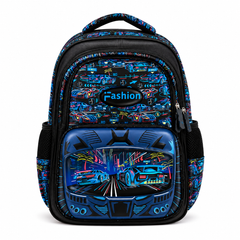 Kids Racing Car School Backpack – Blue & Black Boys Bag