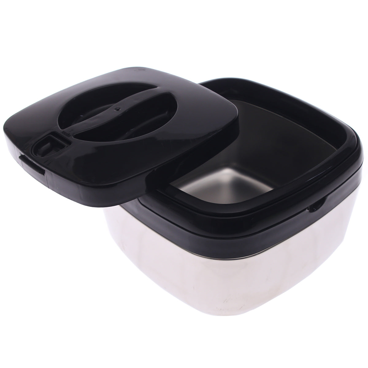 Compact Square Stainless Steel Hot Pot – Small Size Insulated Food Warmer with Black Lid | Modern Casserole Dish for Home & Kitchen - Habitt