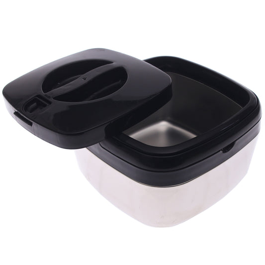 Compact Square Stainless Steel Hot Pot – Small Size Insulated Food Warmer with Black Lid | Modern Casserole Dish for Home & Kitchen - Habitt