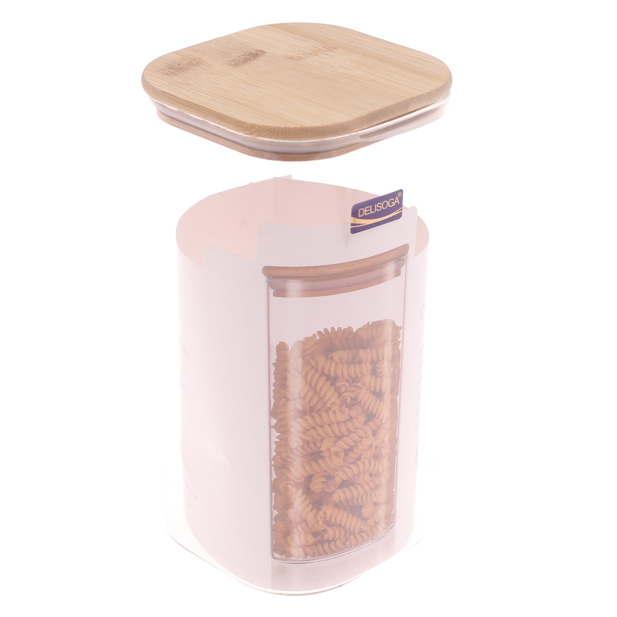 Delisoga Square Glass Storage Jar 1580ml – Bamboo Lid | GPG16 - Habitt