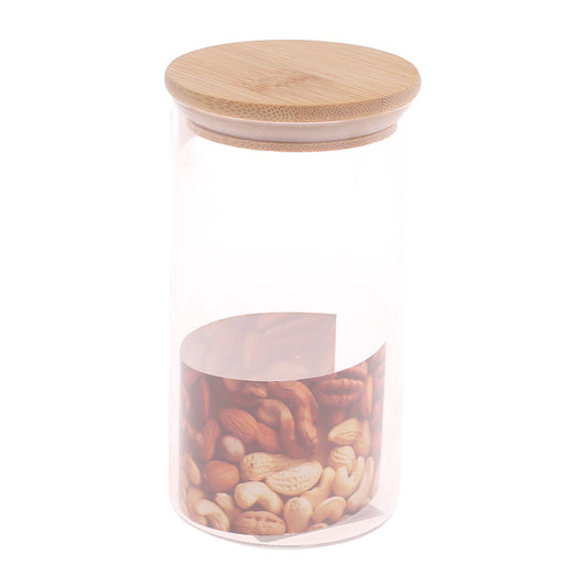 Round Glass Jar 320ml – GPG10-320/L3 with Airtight Bamboo Lid - Habitt