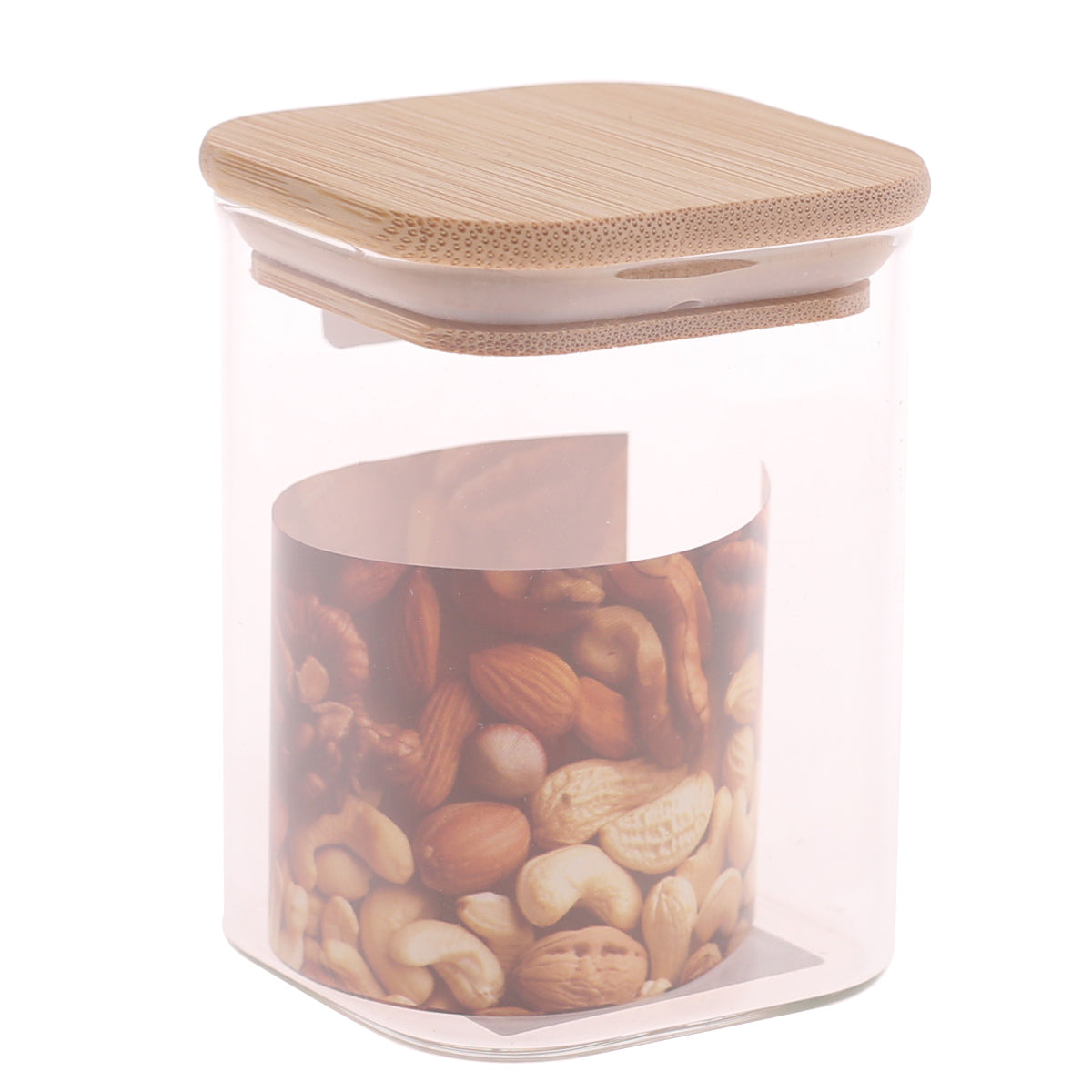 Square Glass Jar 230ml – GPG16-230/L3 with Bamboo Lid - Habitt